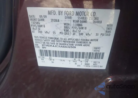 2010 Ford Edge Sel from USA, damaged, VIN 2FMDK4JCXABA32509